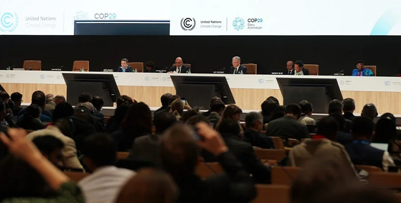 Delegates speaking at COP29.