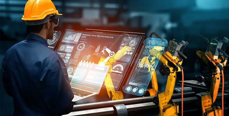 The initiative brings together a range of powerful, scalable, modular solutions designed for the Middle East’s manufacturing landscape engineer_operating_manufacturing-robot_on_screen